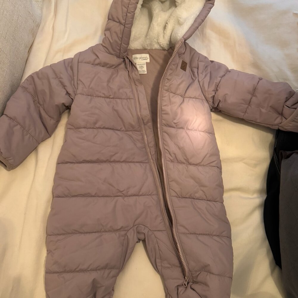 Dusty Rose Childrens Puffer Suit - optional footless or covered feet